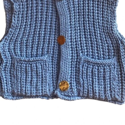 Zara blue knitted vest with gold buttons