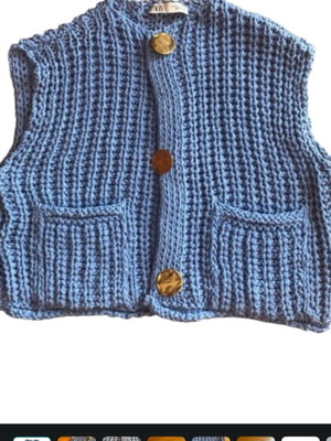 Zara blue knitted vest with gold buttons