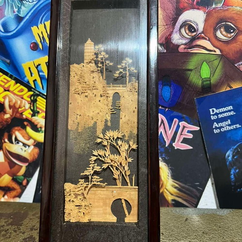Wooden Black Frame with Intricate Cork Interior like new
