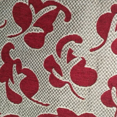 Sofa cover for four-seater like new, red with gray and white leaves