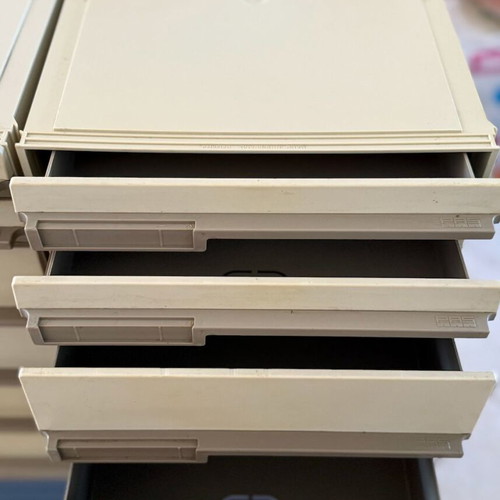 Plastic Office Drawer Unit with 12 Drawers used, beige