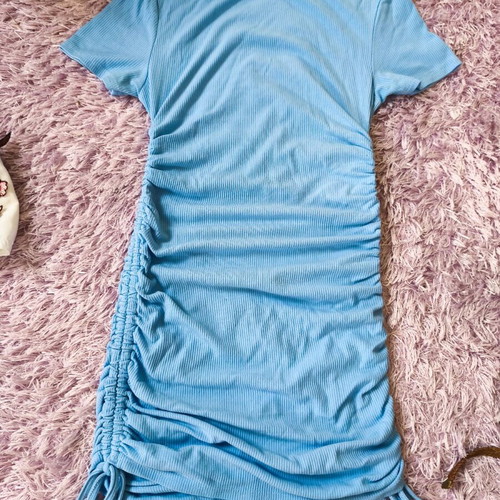 Rib dress used, turquoise, size S