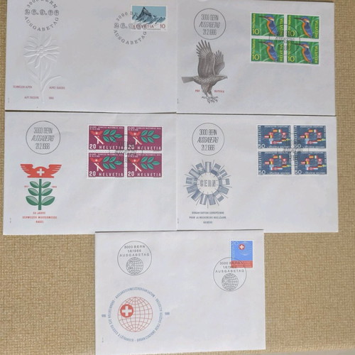 Swiss first day covers like new, set of 5 pieces