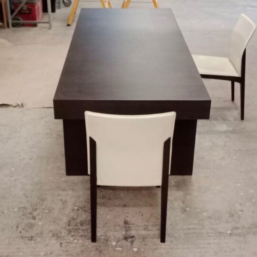 Potocco dining table for 6 people like new wenge with 6 white leather chairs