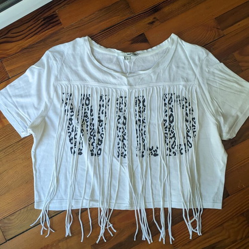Tally Weijl T-shirt like new, short with fringes, cotton, size S