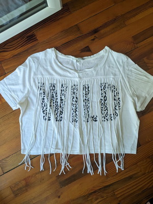Tally Weijl T-shirt like new, short with fringes, cotton, size S