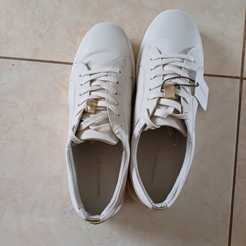 Sarah Karen White Sneakers Size 41 New Genuine Leather