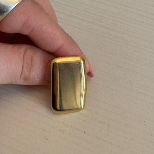 Earrings stainless steel rectangular gold color like new, 3cm length