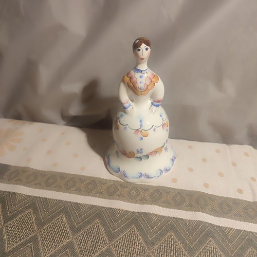 Handmade ceramic decorative bell with Russian folk art design