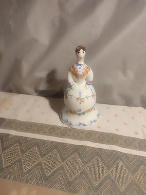 Handmade ceramic decorative bell with Russian folk art design