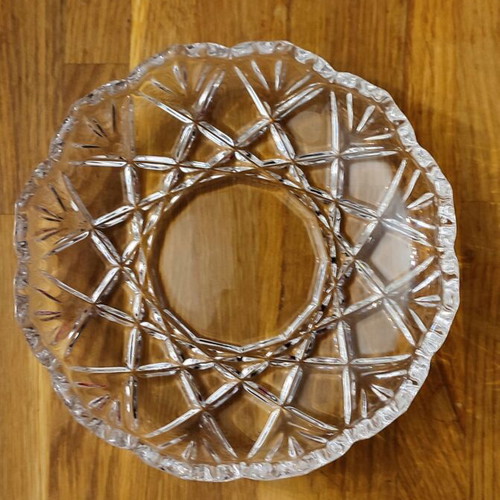 Crystal dessert plates like new, set of 4, geometric design
