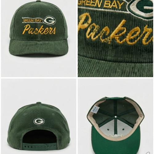 Vintage Green Bay Packers Snapback Cap used, corduroy fabric