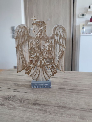 Romanian Coat of Arms Wooden Laser Engraved Decorative Stand new
