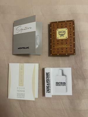 Montblanc, MCM, Lacoste, Zadig & Voltaire perfume samples, set of 4
