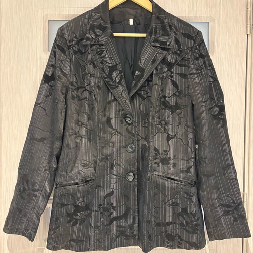 Women's blazer with floral motifs like new, size L, black and gray