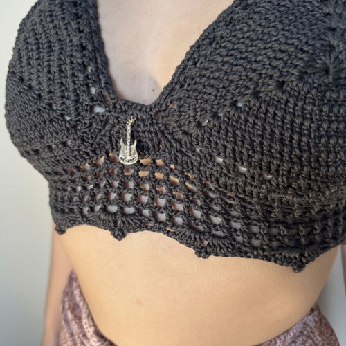 Handmade crochet top brown new, knitted with yarn