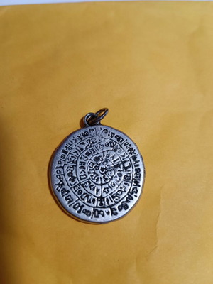 Phaistos Disc pendant silver like new, ancient emblem