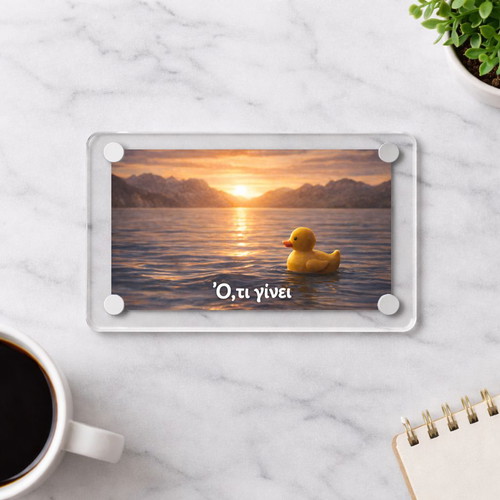 Acrylic fridge magnet "Whatever happens" new, Funny Duck Meme