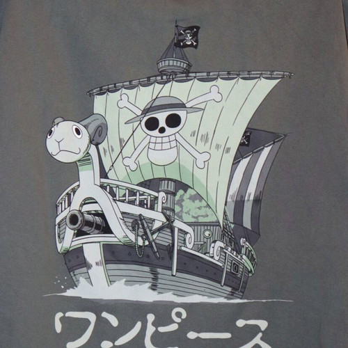 One Piece men's T-shirt khaki with pirate ship graphic