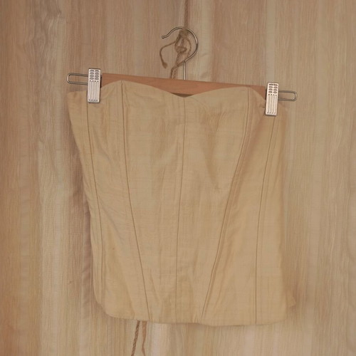 Formal set with corset and maxi skirt used, white and beige