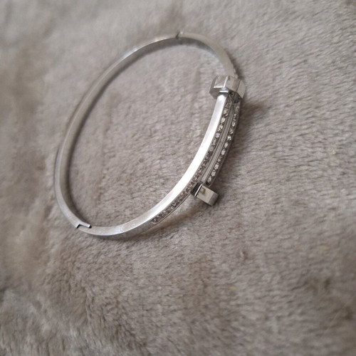 Steel bracelet like new with stones silver