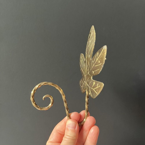 Vintage Brass Curtain Tieback and Wall Hook Leaf Design like new