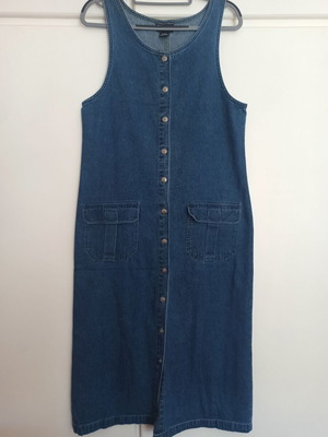 Vintage denim midi φόρεμα μπλε Medium με κουμπιά σαν καινούργιο