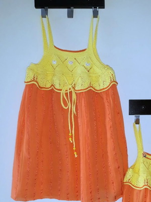 Handmade summer dress for 4-year-old girl used, orange