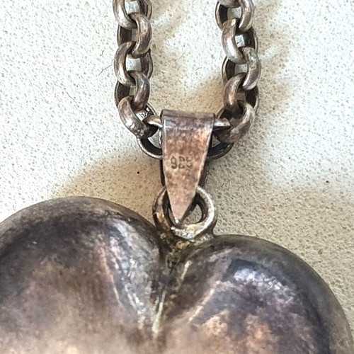 Silver necklace 925 with pink heart and crystals IMIKS like new
