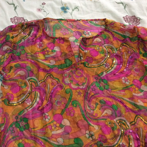 Pareo blouse used, size M, multicolor, transparent