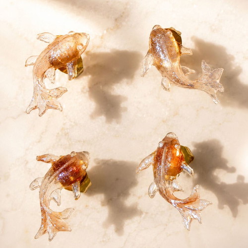 Handmade Resin Earrings Deep Sea small fish with gold glitter