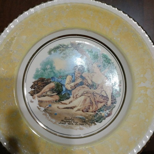 Vintage ceramic plates set used, diameter about 20 cm