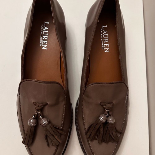 Lauren Ralph Lauren Brindy Spazzolato Tassel Loafers new, size 39.5, patent leather