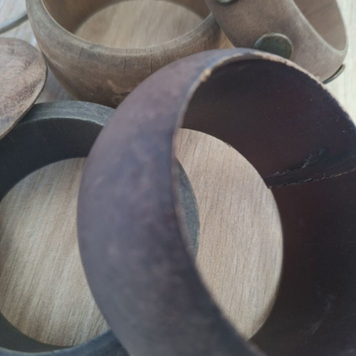 Wooden bracelets, brown