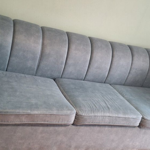 Sofa set 3+2+1 used, sky blue Chesterfield style