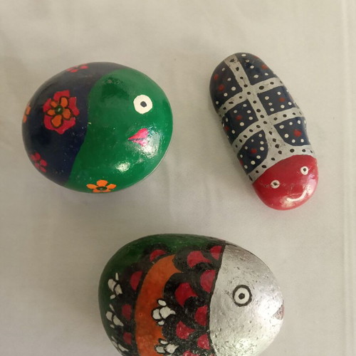 Set of 3 handmade painted stones new