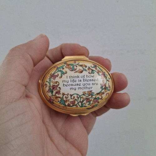 Vintage Halcyon Days enameled box with gold, new