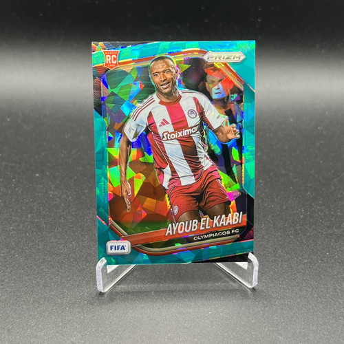 2025-26 Panini Prizm FIFA Ayoub El Kaabi RC /99 teal cracked ice card