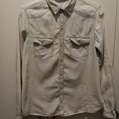 Denim shirt used, spring thin, blue white, size M