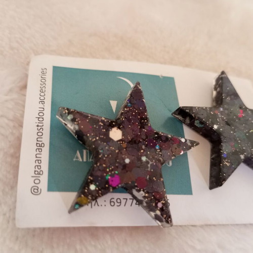 Glitter earrings new star-shaped black and multicolored