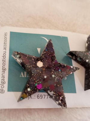 Glitter earrings new star-shaped black and multicolored