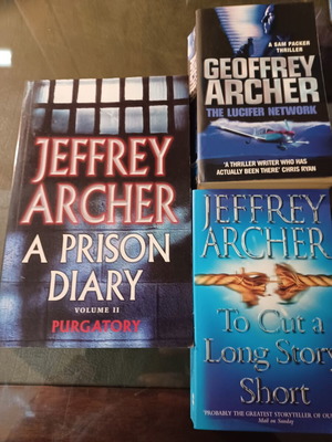 Geoffrey Archer books like new, A Prison Diary II + The Lucifer Network + To Cut a Long Story Short