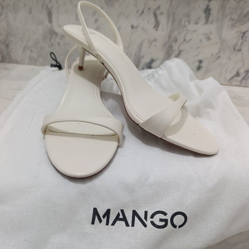 Mango white sandals size 39 heel 5cm new