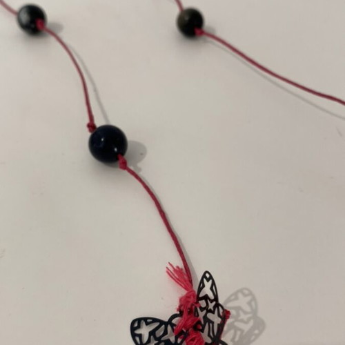 Handmade necklace with glass beads and butterflies like new