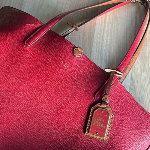 Ralph Lauren double-sided hand bag used, brown and red