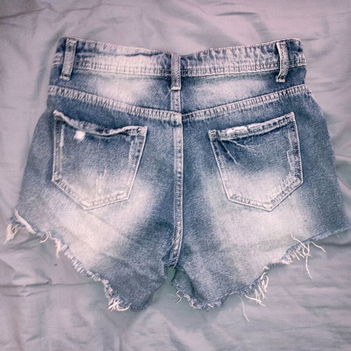 Denim shorts S with distressed details refurbished