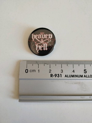 Heavy Metal Heaven and Hell Pin new 25mm