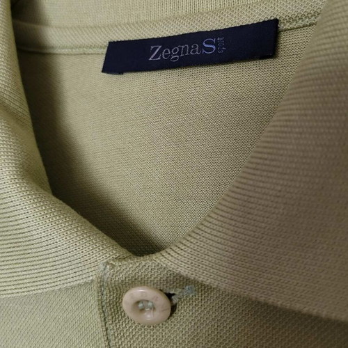 Zegna polo new olive with white stripe size M