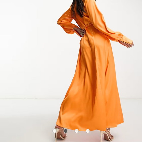 Satin Wrap Midaxi Dress New Vibrant Orange Size M