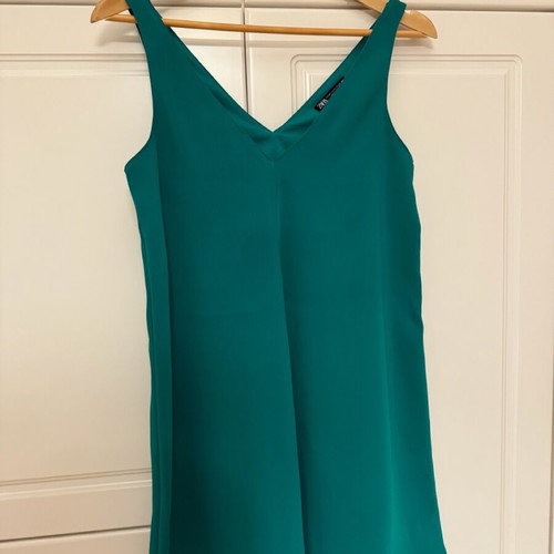 green emerald velvet dress Zara Green Mini Dress